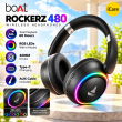 boAt Rockerz 480 Wireless Over-Ear Bluetooth Headphones | RGB LEDs with 6 Light Modes | 40mm Drivers with boAt Signature Sound | 60 Hours Playback | 40ms BEAST Mode | ENx Technology | App Support | Built-in Mic | iCare