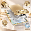 For Apple iPhone Duo Foldable Phone Flip Case with Touch Tempered Glass, Electroplated Magnetic Hinge Protective Cover, Full Body Shockproof Anti-Drop Case with Anti-Fingerprint Finish, iCare