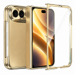 For Apple iPhone Duo Foldable Phone Flip Case with Touch Tempered Glass, Electroplated Magnetic Hinge Protective Cover, Full Body Shockproof Anti-Drop Case with Anti-Fingerprint Finish, iCare