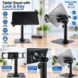 Tablet Stand with Lock &amp; Key | Secure Desktop Tablet Holder | 2-End Protection Metal Stand | Anti-Theft Kiosk &amp; POS Counter Stand | Tablet Stand &amp; Holder | iCare
