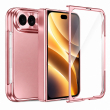 For Apple iPhone Duo Foldable Phone Flip Case with Touch Tempered Glass, Electroplated Magnetic Hinge Protective Cover, Full Body Shockproof Anti-Drop Case with Anti-Fingerprint Finish, iCare