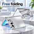 For Apple iPhone Duo Foldable Phone Flip Case with Touch Tempered Glass, Electroplated Magnetic Hinge Protective Cover, Full Body Shockproof Anti-Drop Case with Anti-Fingerprint Finish, iCare
