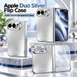 For Apple iPhone Duo Foldable Phone Flip Case with Touch Tempered Glass, Electroplated Magnetic Hinge Protective Cover, Full Body Shockproof Anti-Drop Case with Anti-Fingerprint Finish, iCare