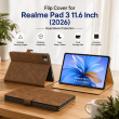 Flip Cover for Realme Pad 3 11.6 Inch (2026) | Premium PU Leather Folio Case | Multi-Angle Smart Stand | Card Storage Slots &ndash; Brown | iCare