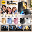 For Apple iPhone Duo Foldable Phone Flip Case with Touch Tempered Glass, Electroplated Magnetic Hinge Protective Cover, Full Body Shockproof Anti-Drop Case with Anti-Fingerprint Finish, iCare