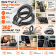 Magnetic Phone Ring Holder | Soft Silicone Finger Grip &amp; 360&deg; Adjustable Damping Foldable Stand | Vertical &amp; Horizontal Mobile Stand | iCare