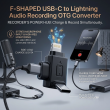 USB-C to Lightning Lavalier Microphone Audio Recording Adapter | F-Shaped OTG Audio Converter | iCare