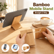 Bamboo Mobile Stand Landscape 2-Way Universal Wooden Phone Holder | iCare