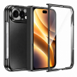 For Apple iPhone Duo Foldable Phone Flip Case with Touch Tempered Glass, Electroplated Magnetic Hinge Protective Cover, Full Body Shockproof Anti-Drop Case with Anti-Fingerprint Finish, iCare