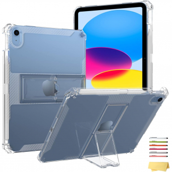 Clear Case for iPad Air 3 (10.5" 2019) &amp; iPad Pro 10.5 (2017) &ndash; Shockproof TPU Cover with Kickstand &amp; Pencil Holder (A2152, A2123, A2153, A2154, A1701, A1709) | iCare