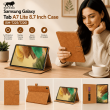 Smart Case for Samsung Galaxy Tab A7 Lite 8.7" &ndash; Trifold Stand Cover with Auto Sleep/Wake &amp; Shockproof TPU Back (SM-T220, SM-T225, SM-T227) &ndash; Golden Brown | iCare