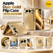 For Apple iPhone Duo Foldable Phone Flip Case with Touch Tempered Glass, Electroplated Magnetic Hinge Protective Cover, Full Body Shockproof Anti-Drop Case with Anti-Fingerprint Finish, iCare