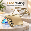 For Apple iPhone Duo Foldable Phone Flip Case with Touch Tempered Glass, Electroplated Magnetic Hinge Protective Cover, Full Body Shockproof Anti-Drop Case with Anti-Fingerprint Finish, iCare