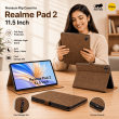 Flip Cover for Realme Pad 2 11.5 Inch | Premium PU Leather Folio Case | Multi-Angle Smart Stand | Card Storage Slots &ndash; Brown | iCare
