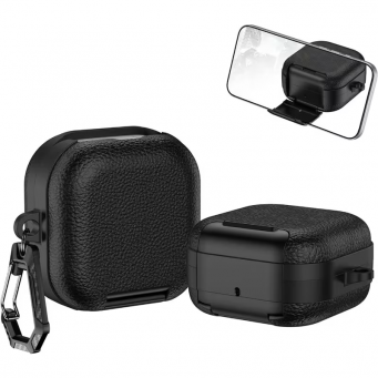 Samsung Galaxy Buds 4 &amp; Buds 4 Pro (2026) Premium Leather Texture PC+TPU Protective Case &ndash; Black | iCare