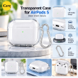 Transparent Silicon AirPods 5 Case, Clear Protective Cover with Carabiner, Precise Charging Port Cutout, LED Visible Design, Wireless Charging Support | iCare