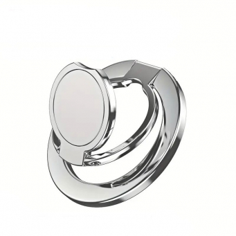 Magnetic Ring Phone Holder &ndash; Foldable Zinc Alloy Stand for Securely Holding Smartphones, Ideal for Watching Videos and Taking Photos, Smartphone Holder | Modern Phone Stand | Metallic Finish (Silver) | iCare