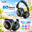 boAt Rockerz 480 Wireless Over-Ear Bluetooth Headphones | RGB LEDs with 6 Light Modes | 40mm Drivers with boAt Signature Sound | 60 Hours Playback | 40ms BEAST Mode | ENx Technology | App Support | Built-in Mic | iCare