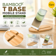 Bamboo T Base Mobile Stand &ndash; Universal Wooden Phone Holder for Desk | iCare