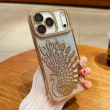 Glitter Bridal Peacock Case for iPhone 16 &ndash; Luxury Gold Diamond Back Cover | iPhone 16 Glitter Bridal Peacock Case Shockproof Anti-Drop Protective Mobile Cover | iCare | Amlee