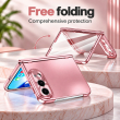 For Apple iPhone Duo Foldable Phone Flip Case with Touch Tempered Glass, Electroplated Magnetic Hinge Protective Cover, Full Body Shockproof Anti-Drop Case with Anti-Fingerprint Finish, iCare