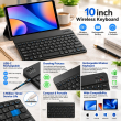 10 Inch Wireless Bluetooth Keyboard Compatible for Android, Windows &amp; iOS | Ultra-Thin Portable Keyboard with Silent Typing, Rechargeable Battery &amp; Backlit Keys | iCare