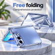 For Apple iPhone Duo Foldable Phone Flip Case with Touch Tempered Glass, Electroplated Magnetic Hinge Protective Cover, Full Body Shockproof Anti-Drop Case with Anti-Fingerprint Finish, iCare
