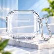 Transparent Silicon AirPods 5 Case, Clear Protective Cover with Carabiner, Precise Charging Port Cutout, LED Visible Design, Wireless Charging Support | iCare