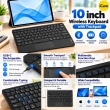 Universal 10 Inch Wireless Bluetooth Keyboard with Trackpad | Ultra-Thin Portable Keyboard with Built-In Trackpad, Silent Typing, Rechargeable Battery &amp; Backlight | iCare