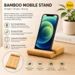 Bamboo Mobile Stand &ndash; Universal Wooden Phone Holder, Eco-Friendly Bamboo Stand for Smartphones, Stable Desktop Holder for Home, Office &amp; Study | iCare