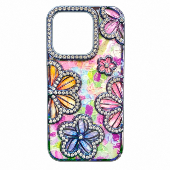 iPhone 16 Pro Max Glitter Flower Diamond Case, Luxury 3D Rhinestone Floral Phone Cover, Slim Shockproof Bling Case for Weddings, Bridal Events &amp; Festivals