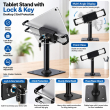 Tablet Stand with Lock &amp; Key | Secure Desktop Tablet Holder | 2-End Protection Metal Stand | Anti-Theft Kiosk &amp; POS Counter Stand | Tablet Stand &amp; Holder | iCare