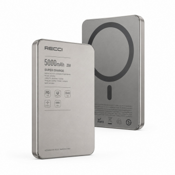 Magnetic Fast charging power bank 10000 mAh/5000 mAh &ndash; Titanium Grey | Recci