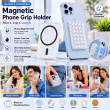 Magnetic Suction Cup Phone Mount For iPhone | MagSafe Compatible Phone Holder with Silicone Grip for Selfies, TikTok, Instagram &amp; Video Creators &ndash; Clear | iCare