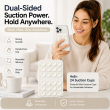 Dual Suction Phone Grip | Silicone Pop Holder Finger Loop | Anti-Slip Mobile Phone Holder for Secure One-Hand Use, Selfies &amp; Video Recording | Mobile Accessories By iCare-Set of 2 &ndash; White | iCare