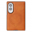 Samsung Galaxy Z Fold 8 Magnetic Case | Cowhide Texture PU Leather Coated PC Cover | Shockproof Protective Case with MagSafe Wireless Charging Support &ndash; Brown | iCare