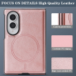 Samsung Galaxy Z Fold 8 Magnetic Case | Cowhide Texture PU Leather Coated PC Cover | Shockproof Protective Case with MagSafe Wireless Charging Support &ndash; Rose Gold | iCare