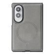 Samsung Galaxy Z Fold 8 Magnetic Case | Cowhide Texture PU Leather Coated PC Cover | Shockproof Protective Case with MagSafe Wireless Charging Support &ndash; Grey | iCare