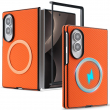 Samsung Galaxy Z Fold 8 Magnetic Case | Carbon Fiber Texture Shockproof Cover | MagSafe Wireless Charging Compatible | Premium Mobile Accessories &ndash; Orange | iCare