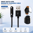 Fire-Boltt Talk BSW004 smartwatch 4 Pin Magnetic Charging Cable is designed. USB 2.0 male connector, magnetic 4-pin charging interface, 100 cm black cord | iCare