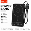 Recci Magnetic Fast Charging Power Bank 5000mAh &ndash; Black | 20W PD &amp; 15W Wireless Charging with Built-in Type-C Cable