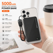 Recci Magnetic Fast Charging Power Bank 5000mAh &ndash; Black | 20W PD &amp; 15W Wireless Charging with Built-in Type-C Cable