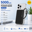 Recci Magnetic Fast Charging Power Bank 5000mAh &ndash; Black | 20W PD &amp; 15W Wireless Charging with Built-in Type-C Cable