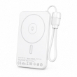 Recci Magnetic Fast Charging Power Bank 5000mAh &ndash; White | 20W PD &amp; 15W Wireless Charging with Built-in Type-C Cable
