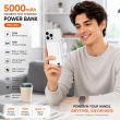 Recci Magnetic Fast Charging Power Bank 5000mAh &ndash; White | 20W PD &amp; 15W Wireless Charging with Built-in Type-C Cable