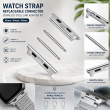 Apple Watch 42mm, 44mm &amp; 45mm Stainless Steel Watch Strap Connector, Replaceable Band End Adapter for Watch Bands &ndash; Silver | iCare