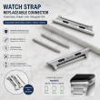 Apple Watch 42mm, 44mm &amp; 45mm Stainless Steel Watch Strap Connector, Replaceable Band End Adapter for Watch Bands &ndash; Silver | iCare