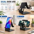 Metal Stand for Mobile Phones &amp; Tablets (Up to 10") | Universal Dual-Sided. (Black) | iCare