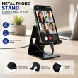 Metal Stand for Mobile Phones &amp; Tablets (Up to 10") | Universal Dual-Sided. (Black) | iCare