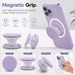 Universal MagSafe Magnetic Phone Grip &amp; Mobile Holder | 360&deg; Adjustable Ring Stand, Finger Holder &amp; Kickstand, Strong Magnetic Pop-Up Holder | Macrons Colors iCare-Purple